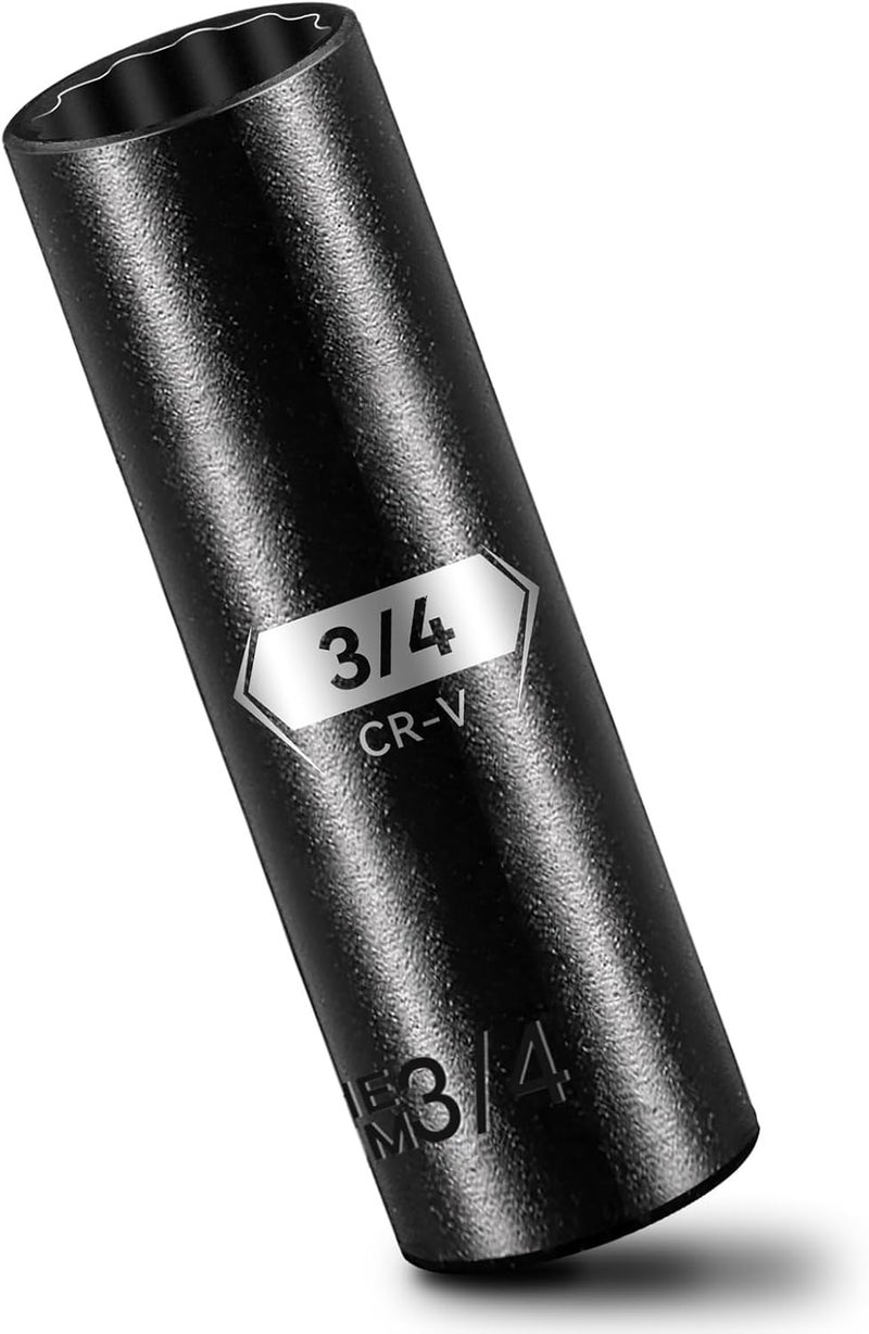 BLACKROBOT 3/4 inch 12-Point Deep Impact Socket, 1/2 Inch Drive, Metric, Cr-V Steel With Black Manganese Phosphate Coating - Image 1